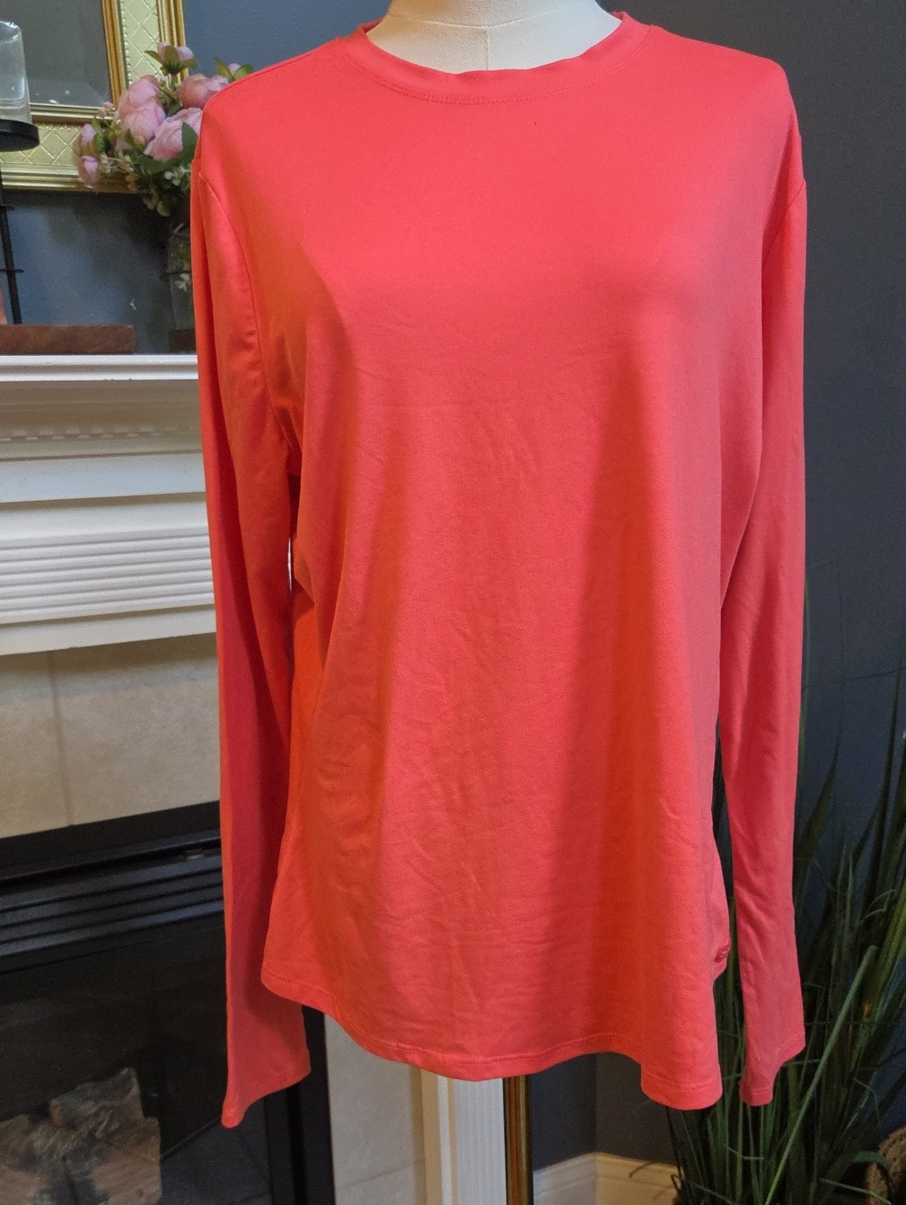 Cherokee Long Sleeve Medical  Crewneck Top - Coral - Size L